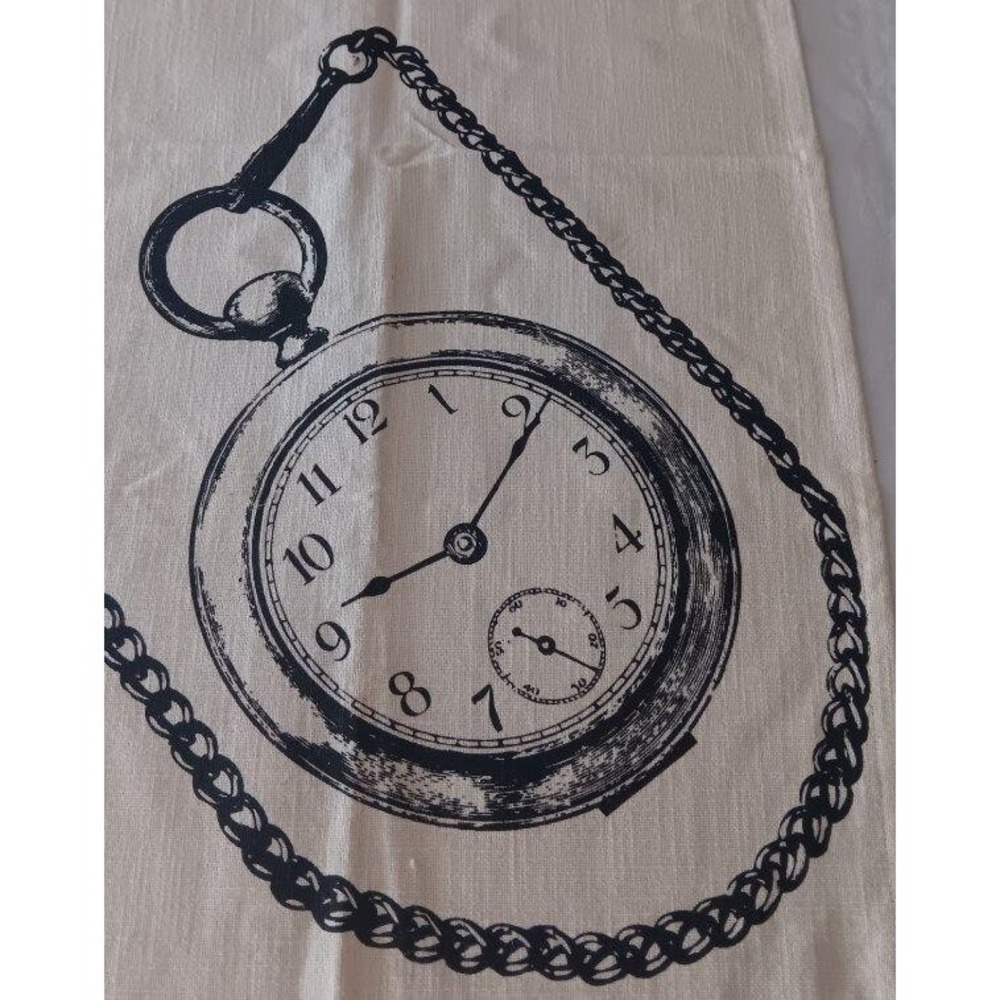Kitchen Towel Runner Printed Vtg Pocket Watch & Chain Thomas Paul New Dish